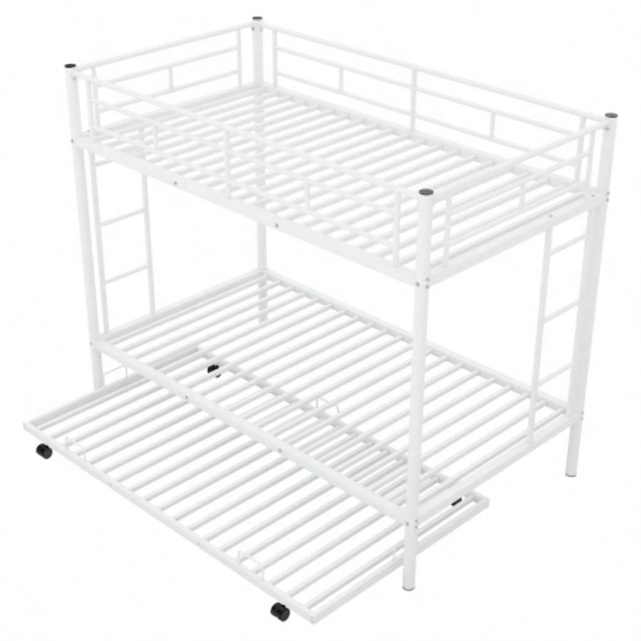 Twin over Twin Bunk Bed with Trundle, WhiteOLD SKU: MF192387AAK