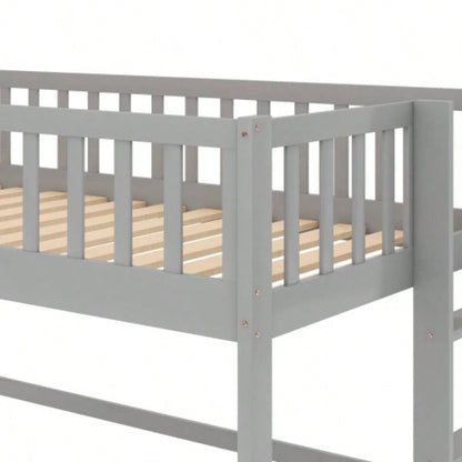 Twin Size Low Loft Bed with Ladder and Slide, GrayOLD SKU: WF196418AAE