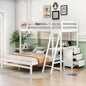 Twin over Full Bunk Bed with Built - in Desk and Three Drawers,