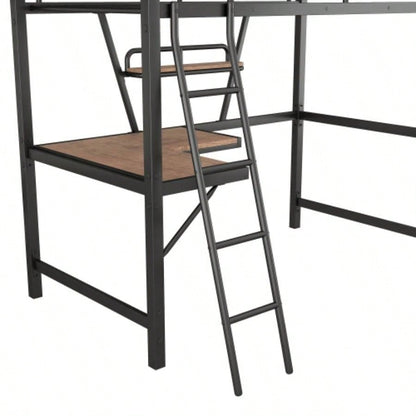 Twin Size Loft MetalMDF Bed with Desk and Shelf, Black Old SKU: SM001105AAB - 1