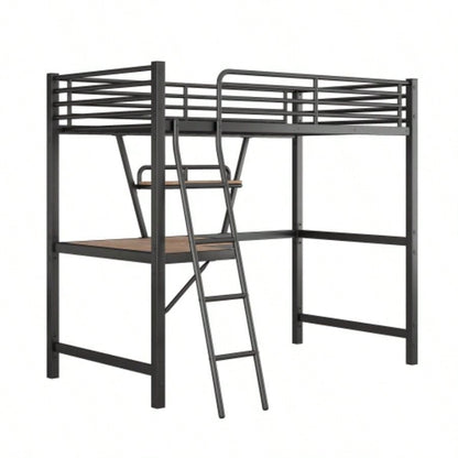 Twin Size Loft MetalMDF Bed with Desk and Shelf, Black Old SKU: SM001105AAB - 1