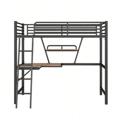 Twin Size Loft MetalMDF Bed with Desk and Shelf, Black Old SKU: SM001105AAB - 1