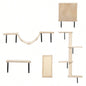 5 Pcs Wall Mounted Climber Set, Floating Shelves and Perches, Activity Tree with Scratching Posts, Modern Furniture, Beige