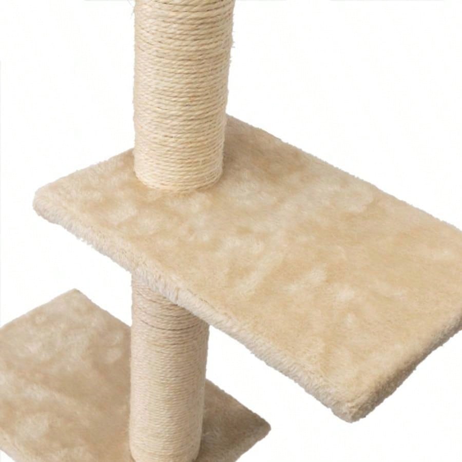 5 Pcs Wall Mounted Climber Set, Floating Shelves and Perches, Activity Tree with Scratching Posts, Modern Furniture, Beige