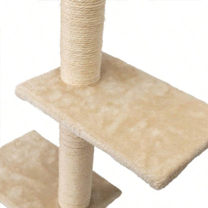 5 Pcs Wall Mounted Climber Set, Floating Shelves and Perches, Activity Tree with Scratching Posts, Modern Furniture, Beige
