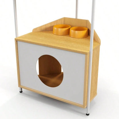 Corner Tower, Tree with Scratching Post, Condo with Feeding Station and Climbing Platforms, Pet Furniture Indoor Cats