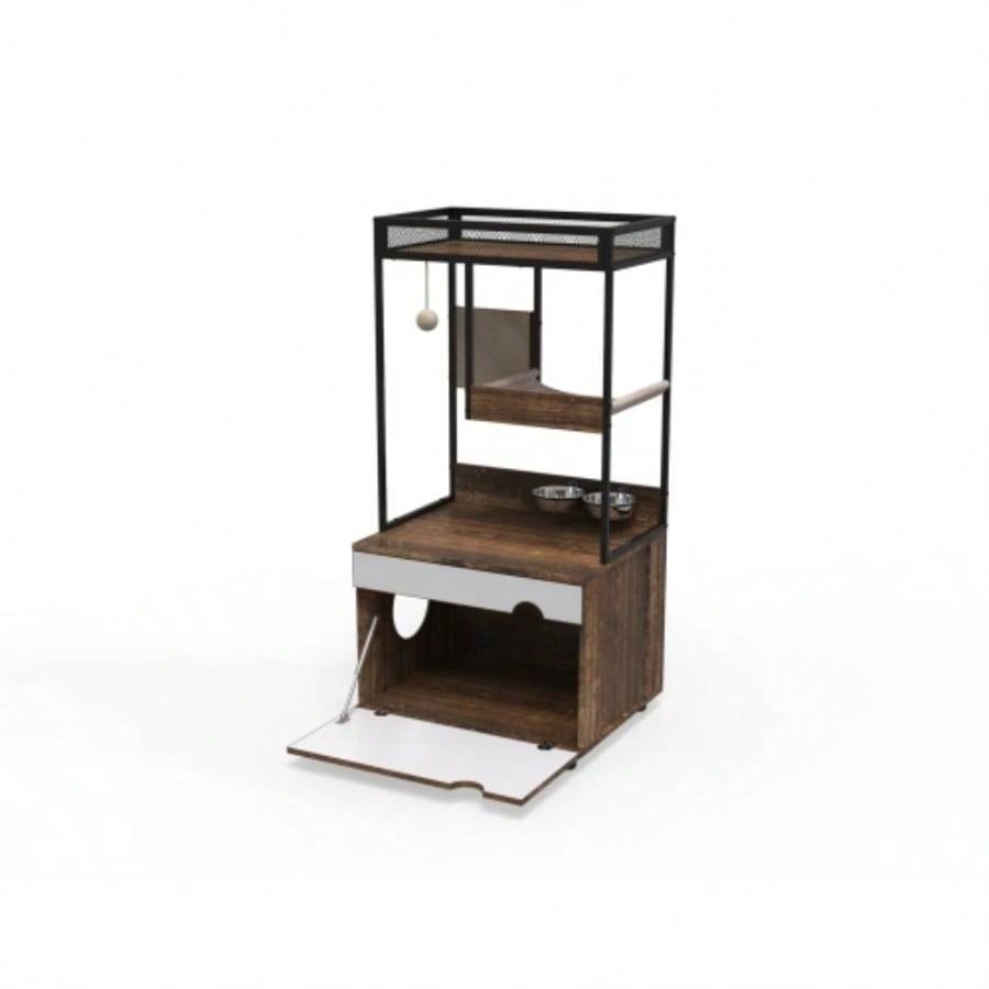 Litter Box Enclosures with Tree Tower, Furniture, Cabinet