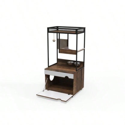Litter Box Enclosures with Tree Tower, Furniture, Cabinet