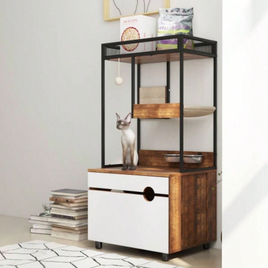 Litter Box Enclosures with Tree Tower, Furniture, Cabinet