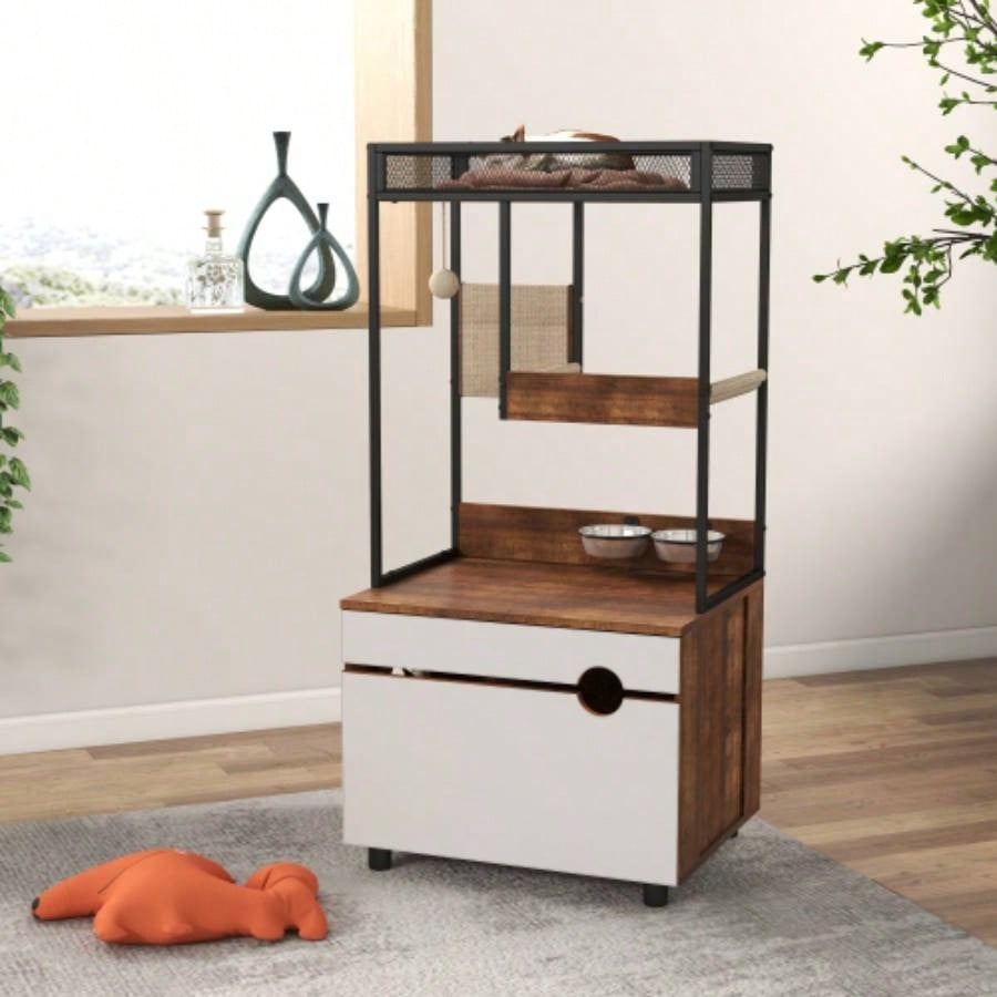 Litter Box Enclosures with Tree Tower, Furniture, Cabinet