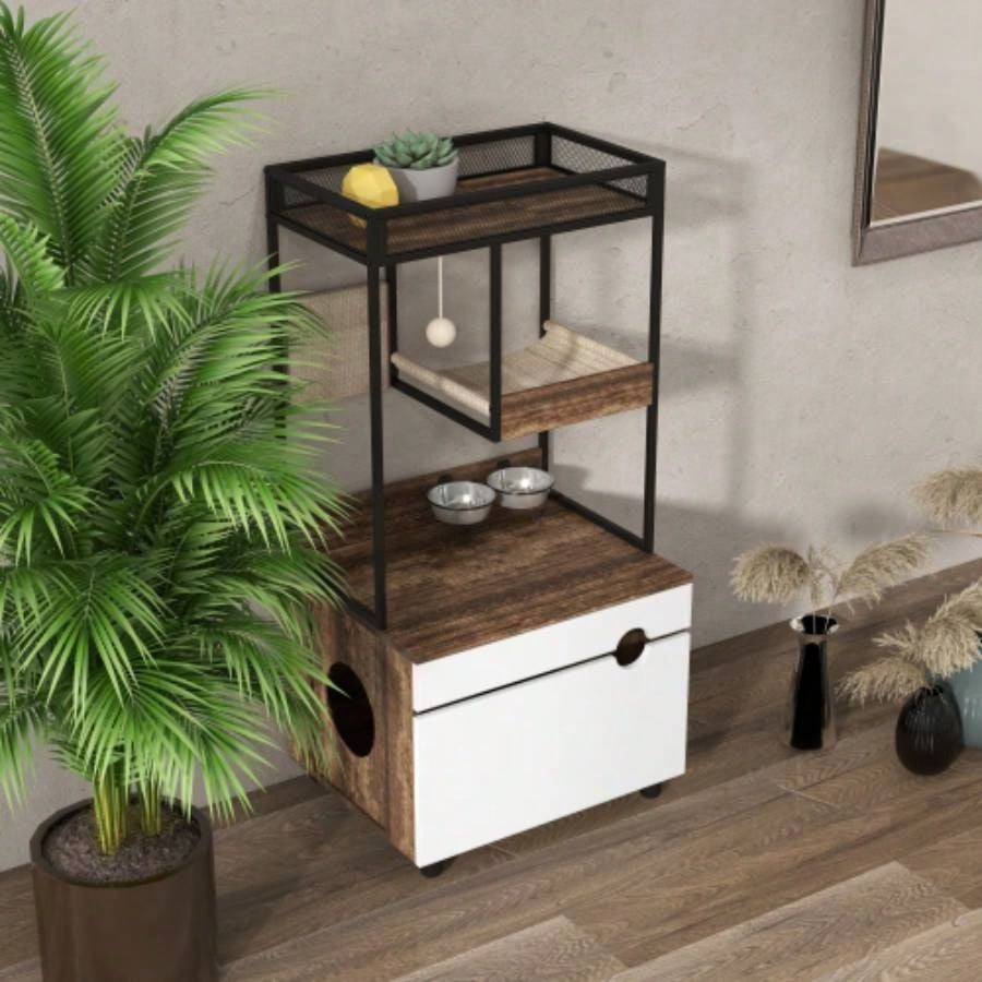Litter Box Enclosures with Tree Tower, Furniture, Cabinet