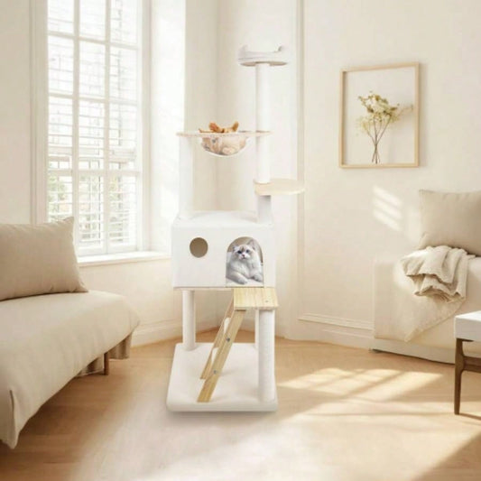 wood tree with large condo wood ladder and transparent spacecraft 165cm