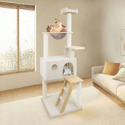 wood tree with large condo wood ladder and transparent spacecraft 165cm