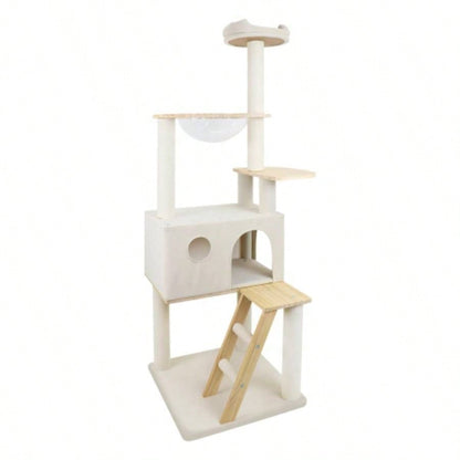 wood tree with large condo wood ladder and transparent spacecraft 165cm