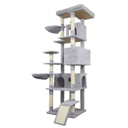 84 in dark gray tree tower with large condo sisal scratching post big hammock and top platform