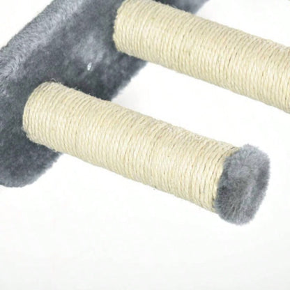 PawHut Wall Shelves, 4 Pcs Wall Furniture Climbing Shelf with Hammock, 3 Steps, Perches, Scratching Post, Sleeping, Playing, Gray