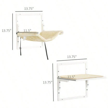 PawHut 6 - pc Modern Wall Shelves Indoor Cats, Height Adjustable Jumping Platforms Hammock, Shelves and Perches Wall - Mounted Tree, Climbing Shelf Set,