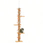 Pawhut Floor to Ceiling Tree, 80 - 95 Adjustable Tall Tower, 3 - Level Climbing Towe Indoor Cats with Sisal Scratching Post, Platforms, Leaves, Orange