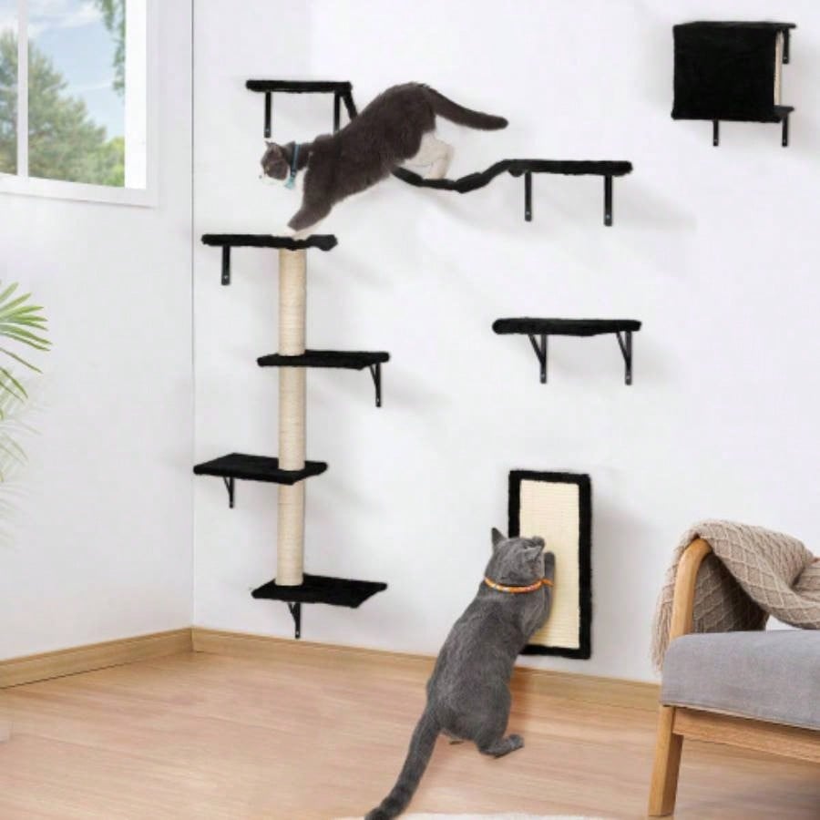 Wall Shelves, Wall - Mounted Climber Set of 5, Floating Perches, Furniture