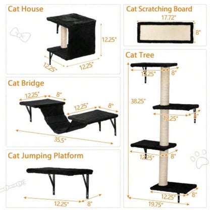 Wall Shelves, Wall - Mounted Climber Set of 5, Floating Perches, Furniture