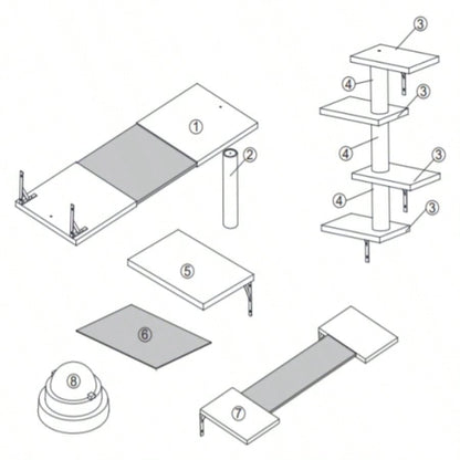 Wall Shelves, Wall - Mounted Climber Set of 5, Floating Perches, Furniture