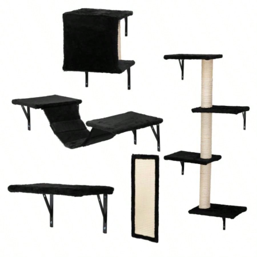 Wall Shelves, Wall - Mounted Climber Set of 5, Floating Perches, Furniture