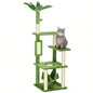 PawHut 56 Tree Indoor Cats with Hammock, Tower with Scratching Post, Platforms, Ball and Anti - tipping Device, Indoor Cats, Green
