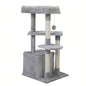 Double Level Tree Stand House Furniture Kittens Activity Tower Posts Pet House - light gray