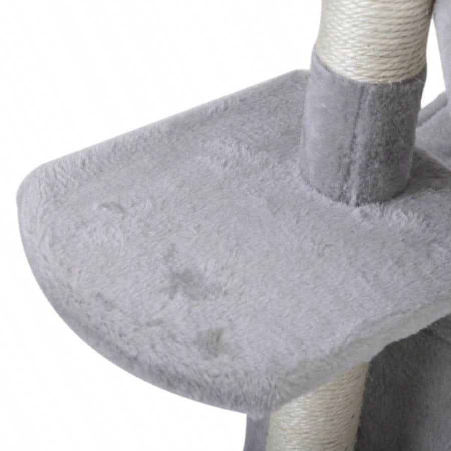 Double Level Tree Stand House Furniture Kittens Activity Tower Posts Pet House - light gray