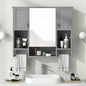 35x 28 Modern Wall Mounted Bathroom Storage Cabinet, Bathroom Wall Cabinet with Mirror, Medicine Cabinet with Towels Bar