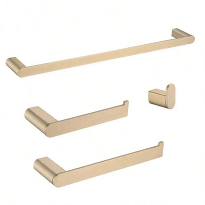 Brushed Gold 4 - Pieces Bathroom Hardware Set Towel Bar Set Include Single Towel Bar Towel Holder Toilet Paper Holder