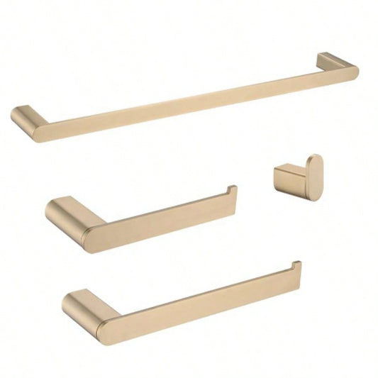 Brushed Gold 4 - Pieces Bathroom Hardware Set Towel Bar Set Include Single Towel Bar Towel Holder Toilet Paper Holder