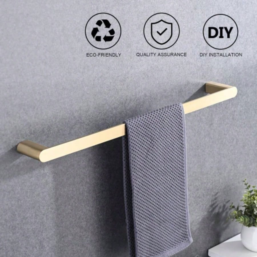 Brushed Gold 4 - Pieces Bathroom Hardware Set Towel Bar Set Include Single Towel Bar Towel Holder Toilet Paper Holder