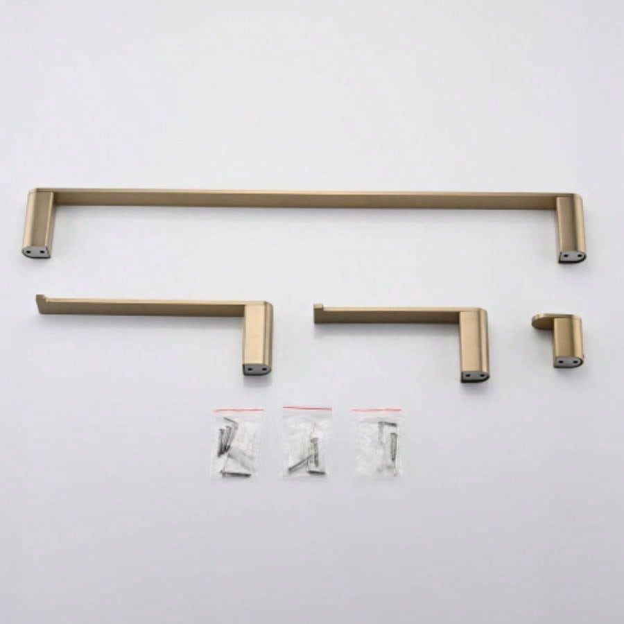 Brushed Gold 4 - Pieces Bathroom Hardware Set Towel Bar Set Include Single Towel Bar Towel Holder Toilet Paper Holder