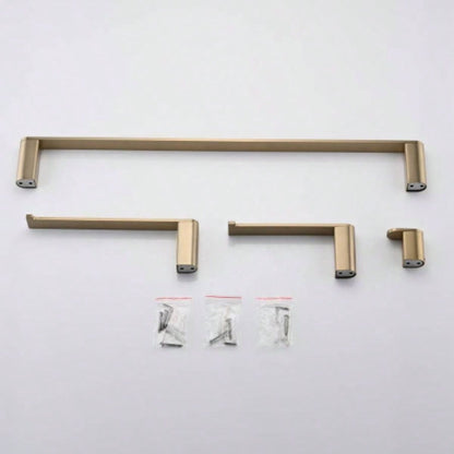 Brushed Gold 4 - Pieces Bathroom Hardware Set Towel Bar Set Include Single Towel Bar Towel Holder Toilet Paper Holder