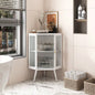 22.25 Floor Coner Cabinet with Tempered Glass Door Storage Shelves Bathroom, Living Room, Bedroom White