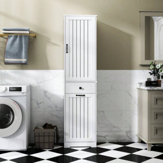 Laundry Cabinet, with 1 Storage cabinet and 1 Drawer - White