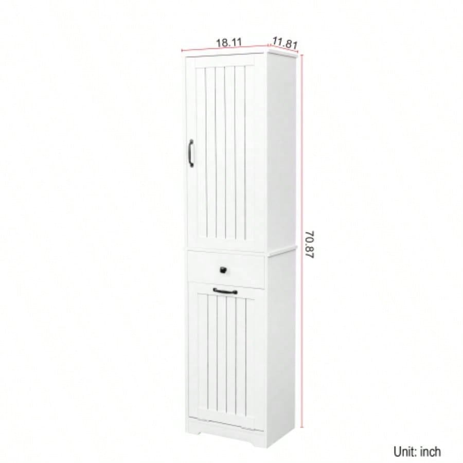 Laundry Cabinet, with 1 Storage cabinet and 1 Drawer - White