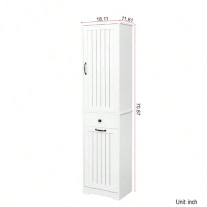 Laundry Cabinet, with 1 Storage cabinet and 1 Drawer - White