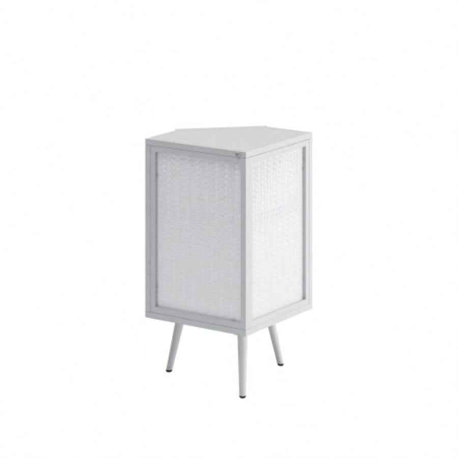 22.25 Floor Coner Cabinet with Tempered Glass Door Storage Shelves Bathroom, Living Room, Bedroom White