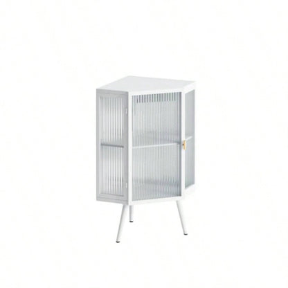 22.25 Floor Coner Cabinet with Tempered Glass Door Storage Shelves Bathroom, Living Room, Bedroom White