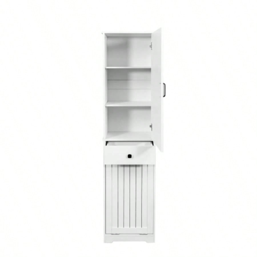 Laundry Cabinet, with 1 Storage cabinet and 1 Drawer - White