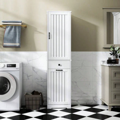 Laundry Cabinet, with 1 Storage cabinet and 1 Drawer - White