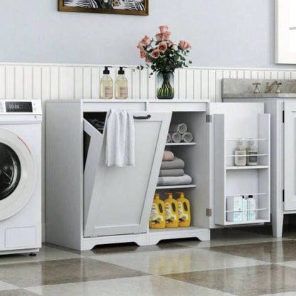 Laundry Cabinet, with 1 Storage cabinet and 1 Drawer - White