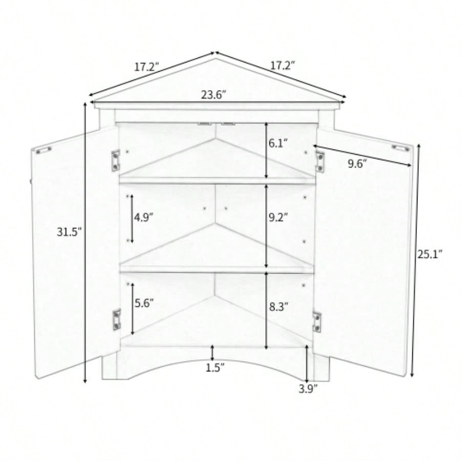 White Bathroom Storage Cabinet with Adjustable Shelves, Freestanding Floor Cabinet Home Kitchen