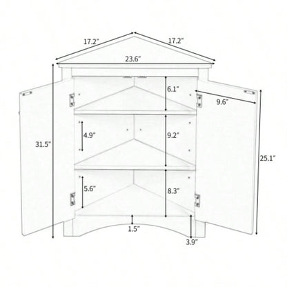 White Bathroom Storage Cabinet with Adjustable Shelves, Freestanding Floor Cabinet Home Kitchen