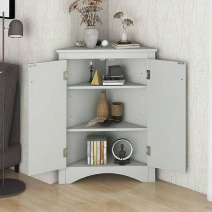 White Bathroom Storage Cabinet with Adjustable Shelves, Freestanding Floor Cabinet Home Kitchen