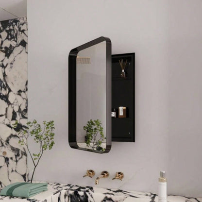 20x34 Inch Oval Recessed Medicine Cabinet, Metal Framed Bathroom Wall Cabinet with Mirror and Adjustable Shelves, Wall Mirror with Storage Bathroom, White