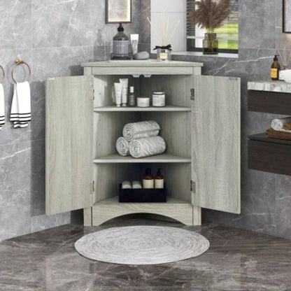 White Bathroom Storage Cabinet with Adjustable Shelves, Freestanding Floor Cabinet Home Kitchen