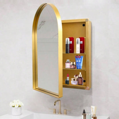20x34 Inch Oval Recessed Medicine Cabinet, Metal Framed Bathroom Wall Cabinet with Mirror and Adjustable Shelves, Wall Mirror with Storage Bathroom, White